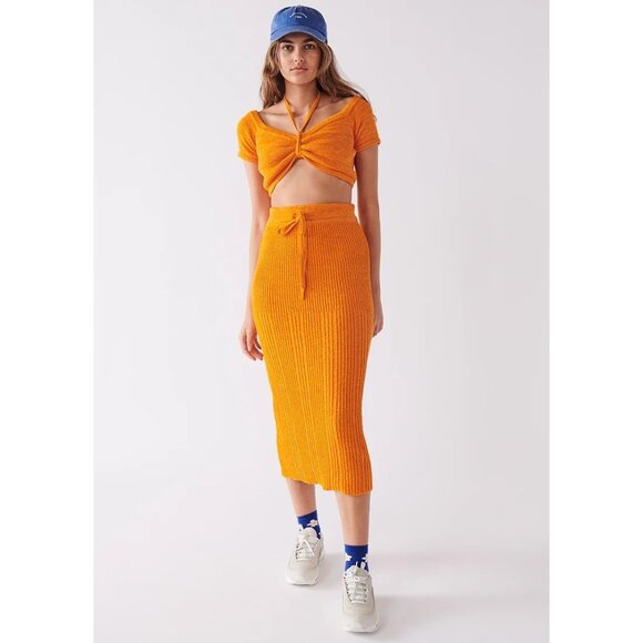 Ghanda Mauritius Top Crop Top in Papaya - Picture 2 of 3